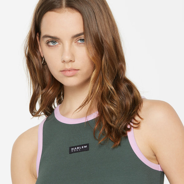 LI-SA Cropped Rib Top dark green