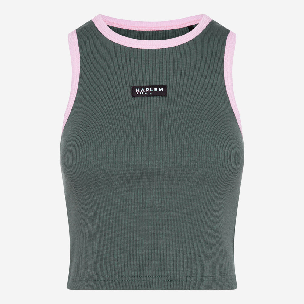 LI-SA Cropped Rib Top dark green