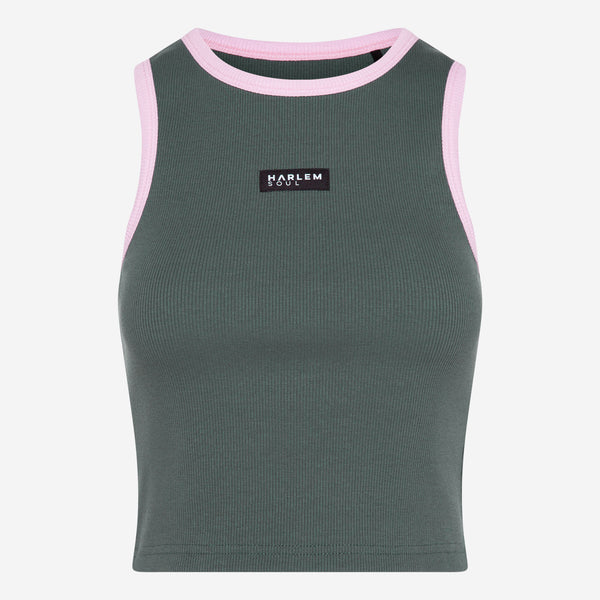 LI-SA Cropped Rib Top dark green