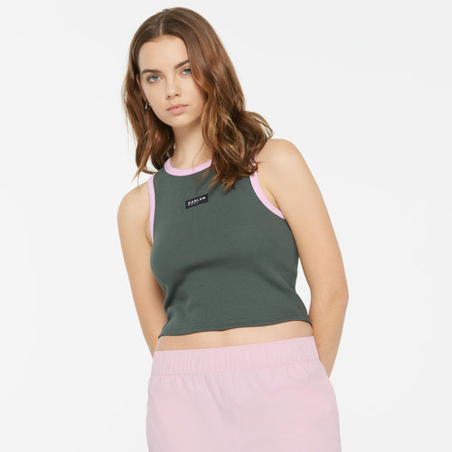 LI-SA Cropped Rib Top dark green