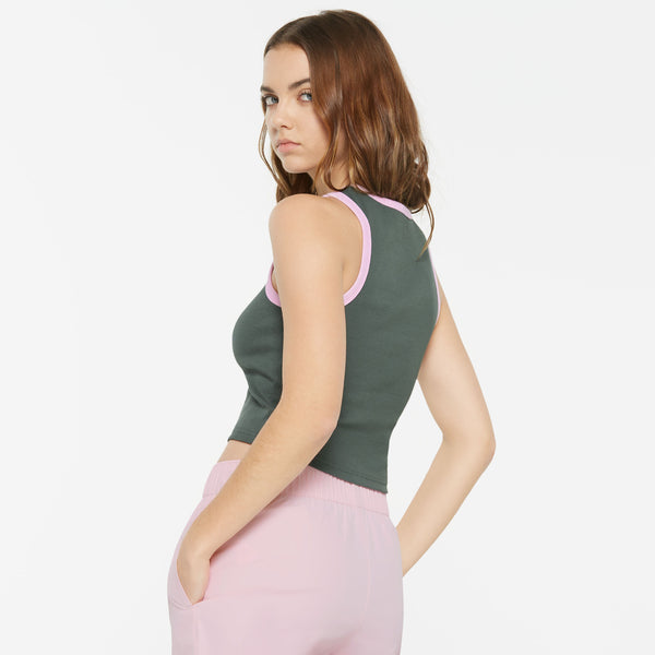 LI-SA Cropped Rib Top dark green