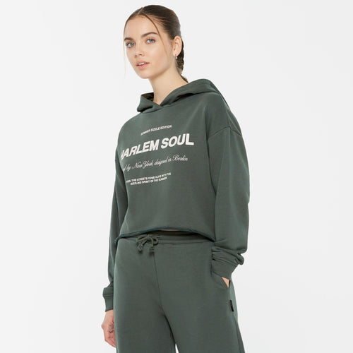 KE-LIS Cropped Hoodie dark green