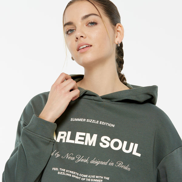 KE-LIS Cropped Hoodie dark green