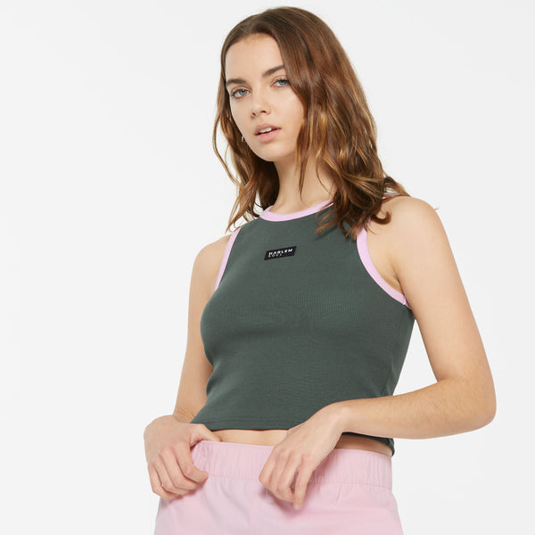 LI-SA Cropped Rib Top dark green