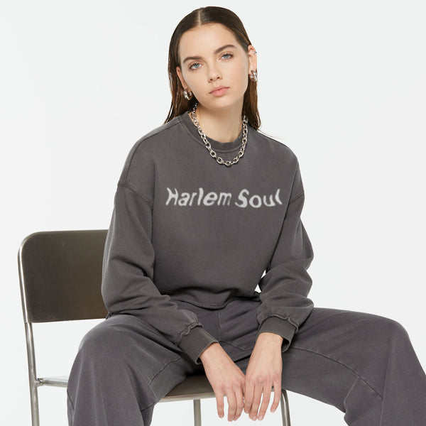 LO-LA Cropped Sweatshirt printed asphalt