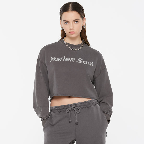LO-LA Cropped Sweatshirt printed asphalt