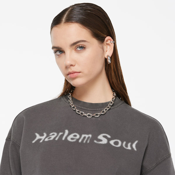 LO-LA Cropped Sweatshirt printed asphalt