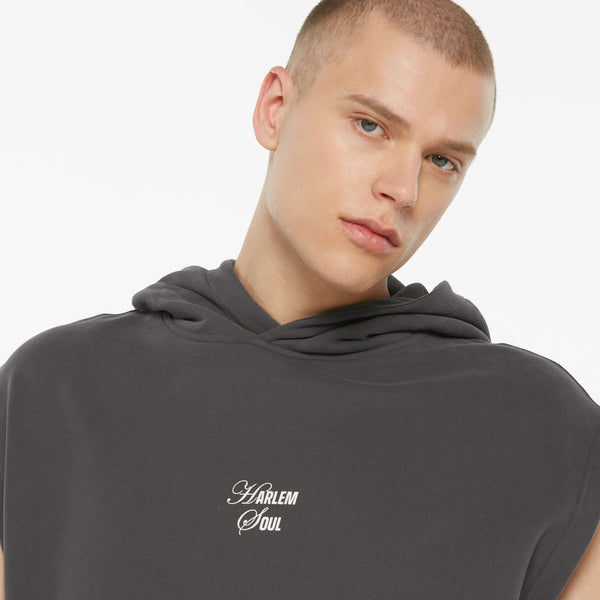 SIL-VER Sleeveless Hoodie Printed asphalt