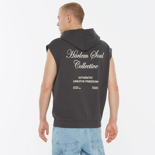 SIL-VER Sleeveless Hoodie Printed asphalt