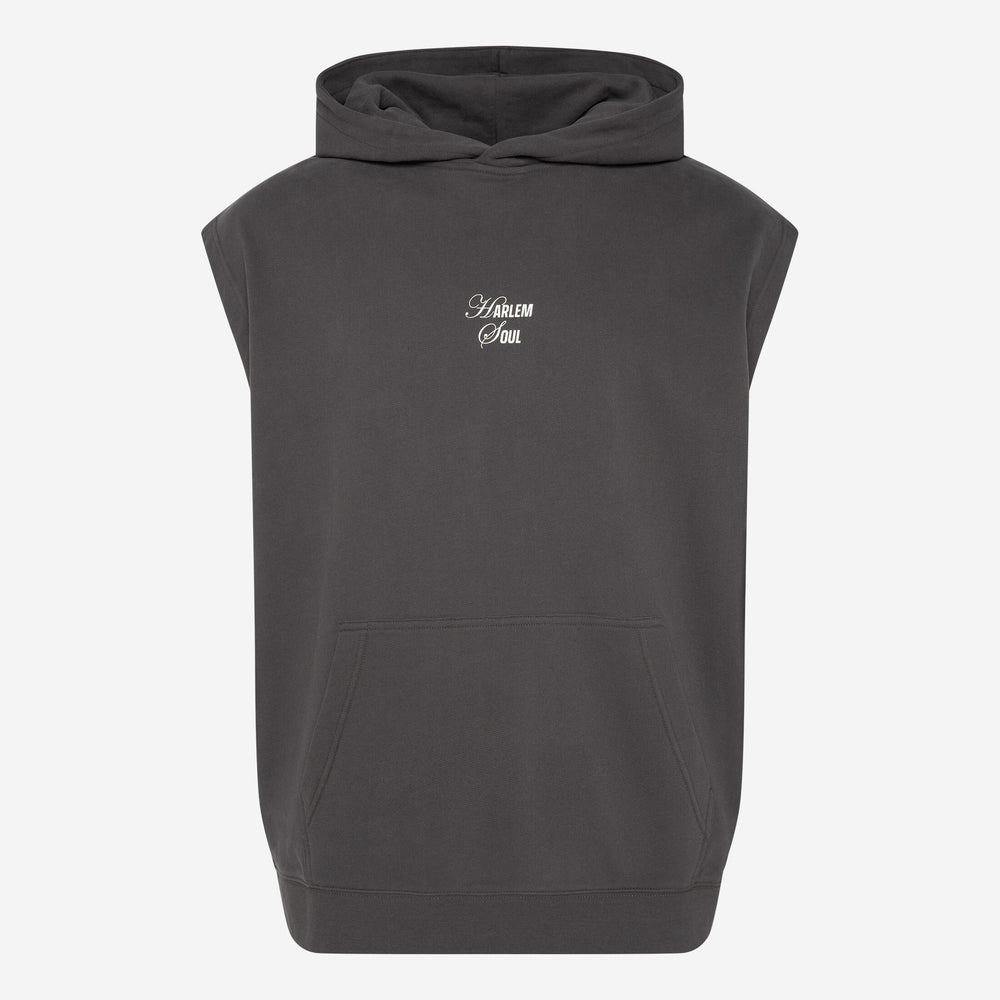 SIL-VER Sleeveless Hoodie Printed asphalt