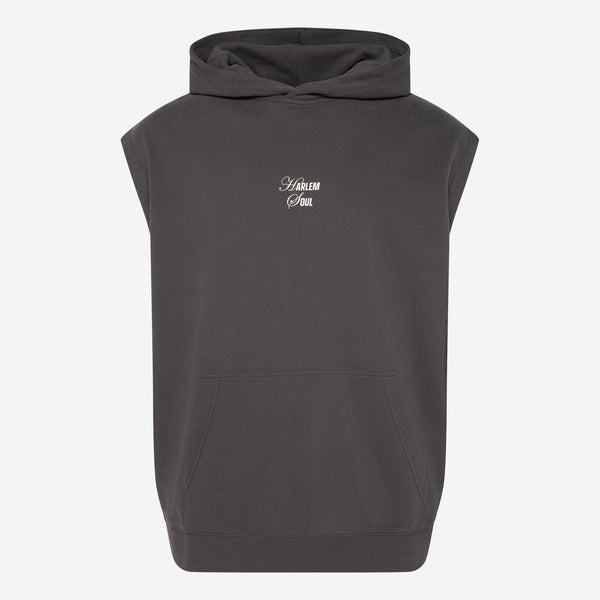 SIL-VER Sleeveless Hoodie Printed asphalt