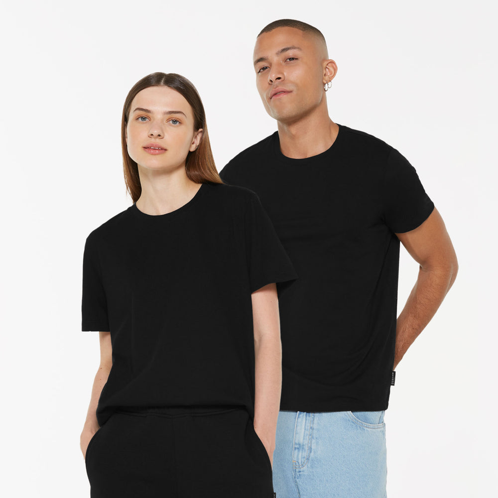 T-Shirt Rundhals, 2er-Pack black / black