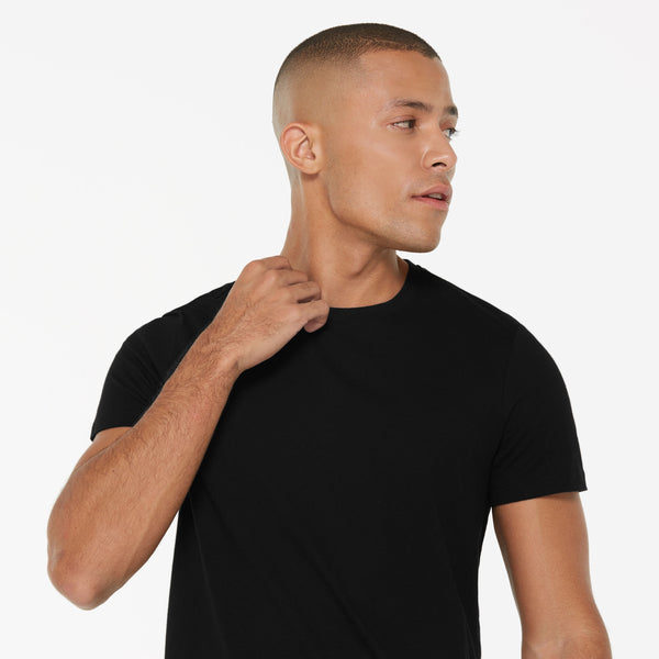 T-Shirt Rundhals, 2er-Pack black / black