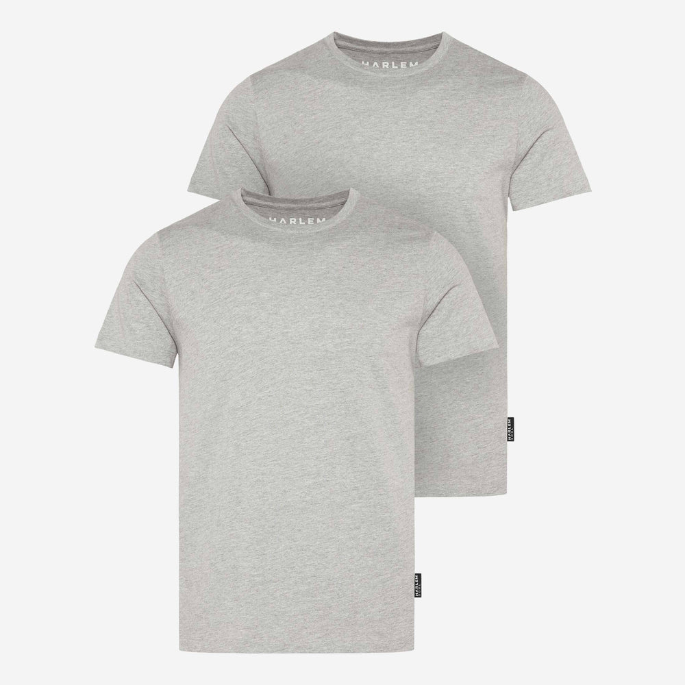 T-Shirt Rundhals, 2er-Pack greymelange / greymelange