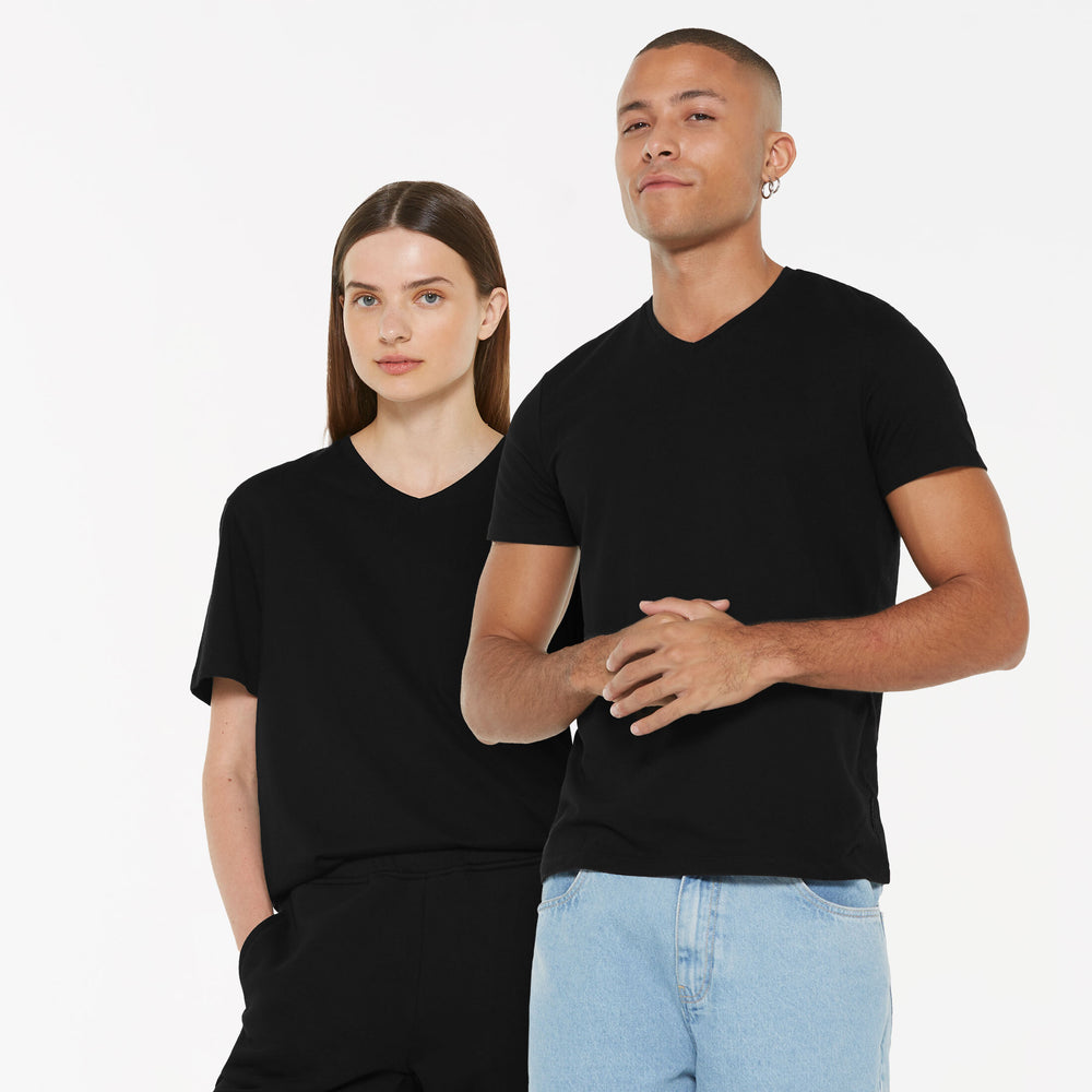 T-Shirt V-Neck, 2er-Pack black / black