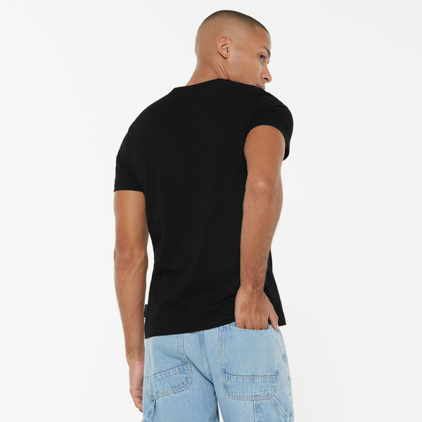 T-Shirt V-Neck, 2er-Pack black / black