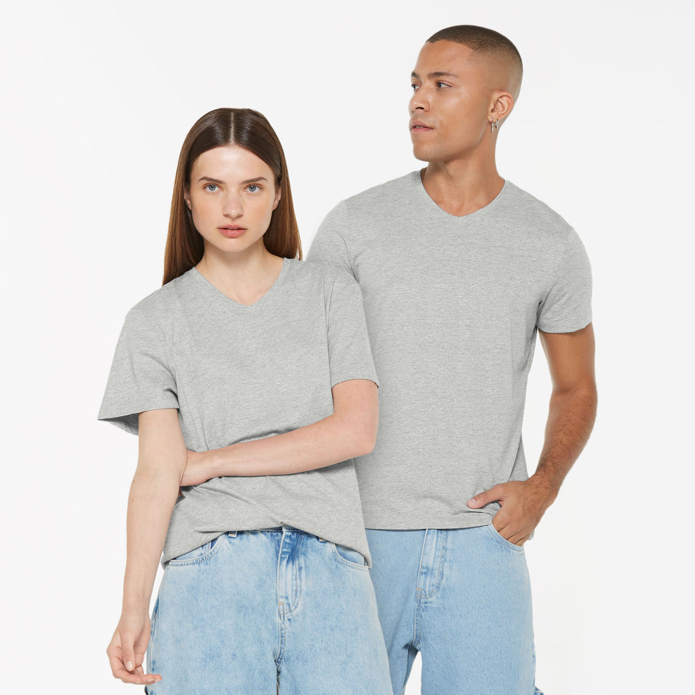 T-Shirt V-Neck, 2er-Pack greymelange / greymelange