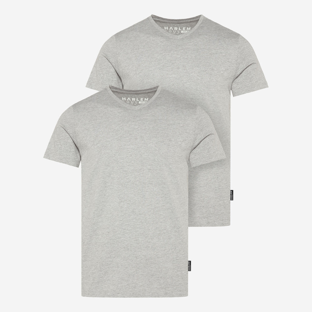 T-Shirt V-Neck, 2er-Pack greymelange / greymelange