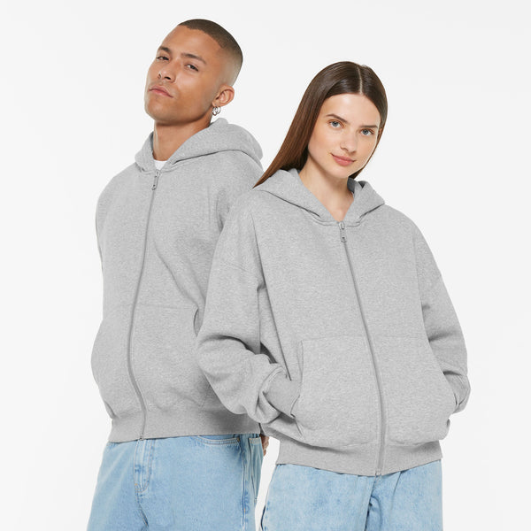 BRU-NO Hoodie Jacket Oversized Unisex grey melange - HARLEM SOUL