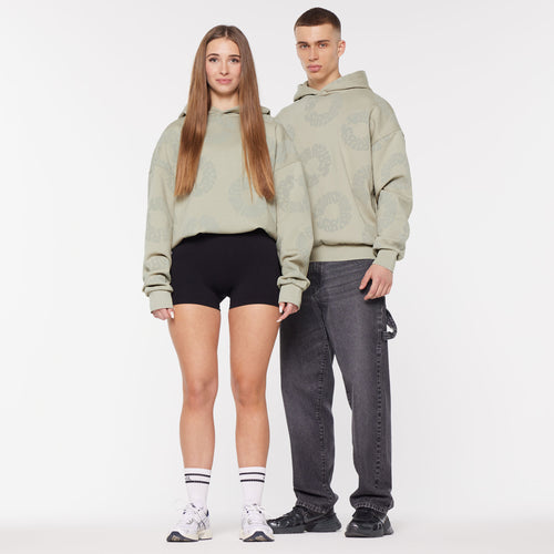 ELY-AS Hoodie Unisex mit All Over Print silver green