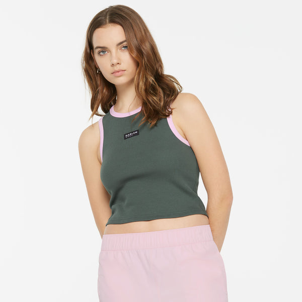 LI-SA Cropped Rib Top dark green