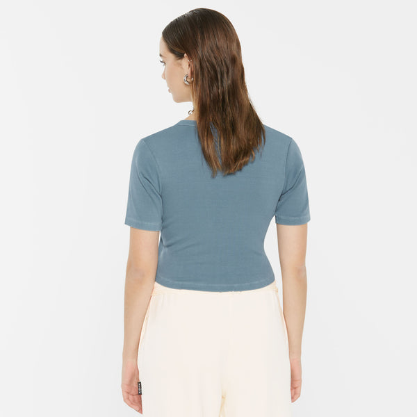 CLE-O Cropped Rib Cardigan fog blue