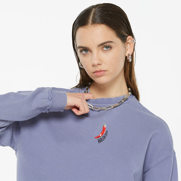 LO-LA Cropped Sweatshirt printed violet