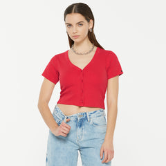 CLE-O Cropped Rib Cardigan glory