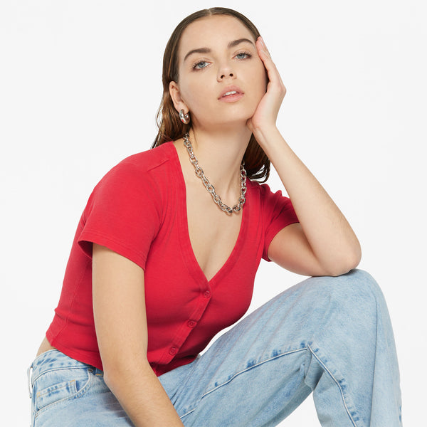 CLE-O Cropped Rib Cardigan glory