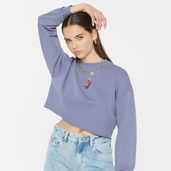 LO-LA Cropped Sweatshirt printed violet