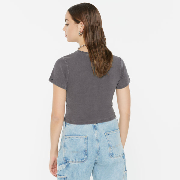 CLE-O Cropped Rib Cardigan asphalt