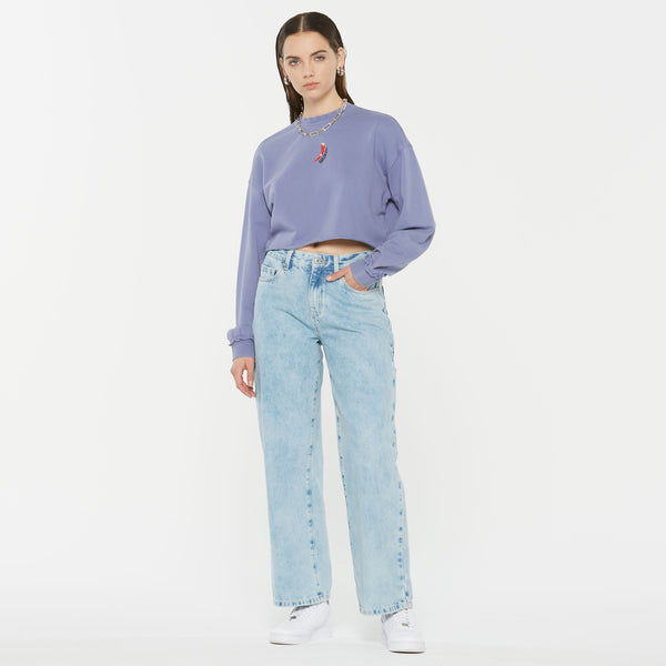 LO-LA Cropped Sweatshirt printed violet