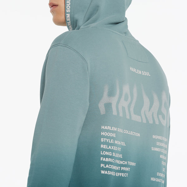 MON-TEL Hoodie Dip Dyed printed fog blue