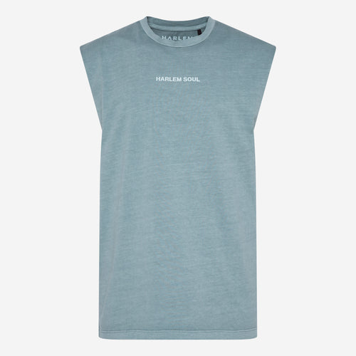 THE-O Muskelshirt printed fog blue - HARLEM SOUL