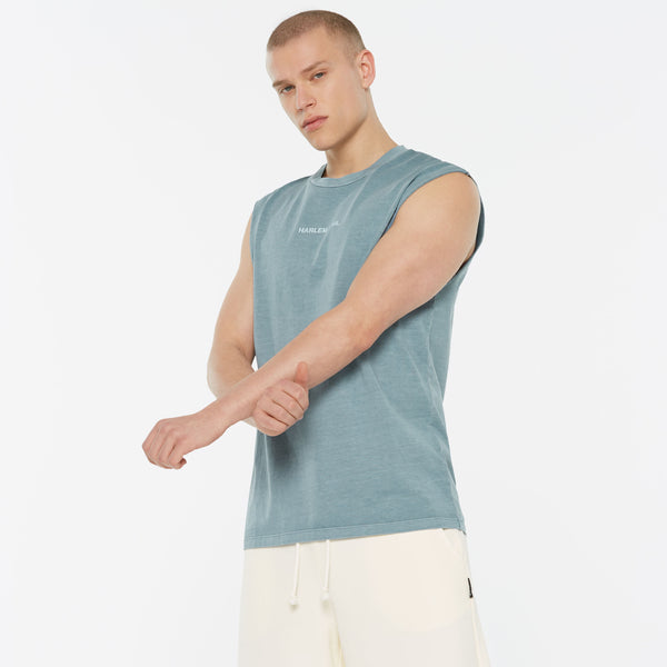 THE-O Muskelshirt printed fog blue - HARLEM SOUL