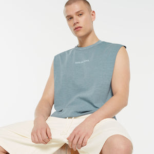 THE-O Muskelshirt printed fog blue