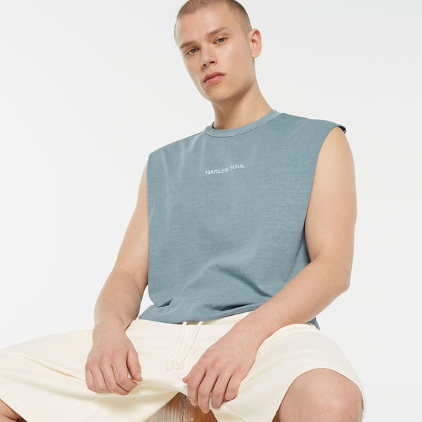 THE-O Muskelshirt printed fog blue