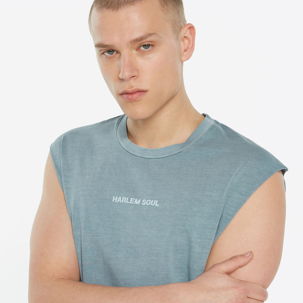 THE-O Muskelshirt printed fog blue
