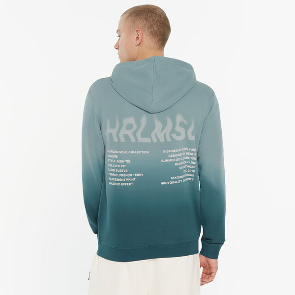 MON-TEL Hoodie Dip Dyed printed fog blue