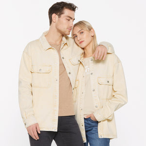 BRAD-LEY Unisex Overshirt Acid Washed sand