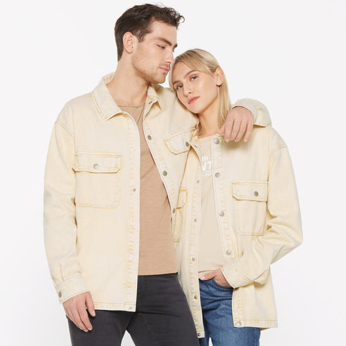 BRAD-LEY Unisex Overshirt Acid Washed sand