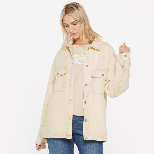 BRAD-LEY Unisex Overshirt Acid Washed sand