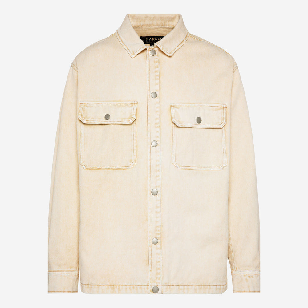 BRAD-LEY Unisex Overshirt Acid Washed sand