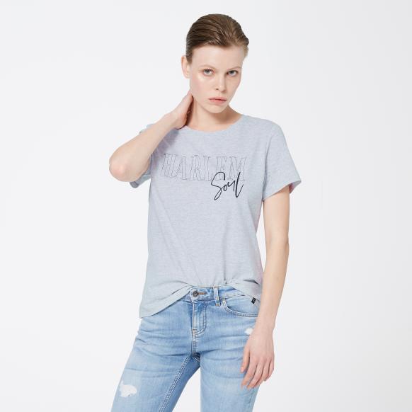 T-Shirt mit Artwork grey melange